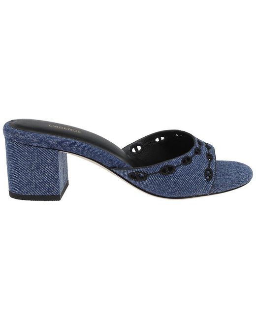 L'Agence Blue Camille Suede Heeled Sandal