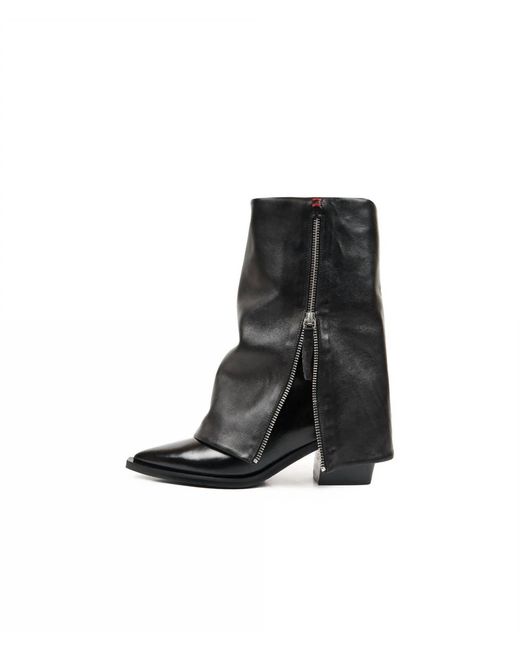 Halmanera Black Foldover Lug Sole Boots