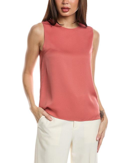 Theory Red Straight Shell Silk Tank