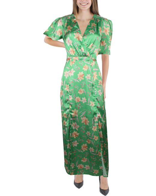French Connection Green Camille Floral Print Midi Wrap Dress