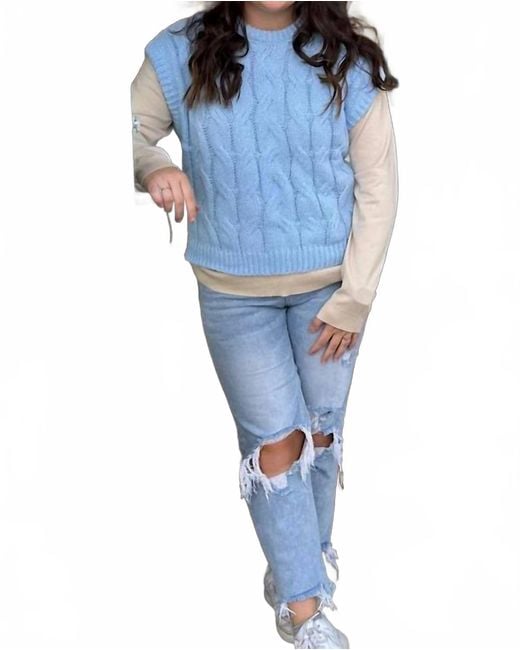 Geegee Blue Navida Cable Knit Sweater Vest