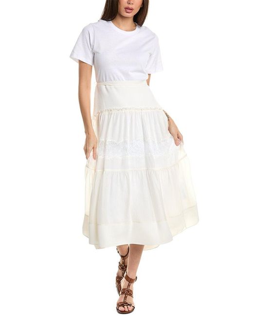 3.1 Phillip Lim White Silk-blend T-shirt Dress