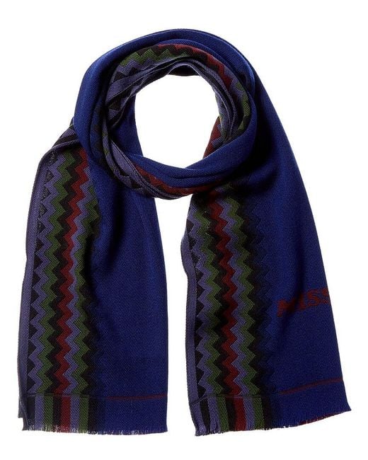 Missoni Blue Wool Scarf