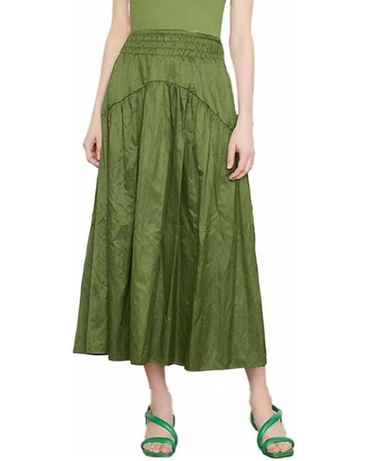 Vince Green Smocked Tiered Skirt