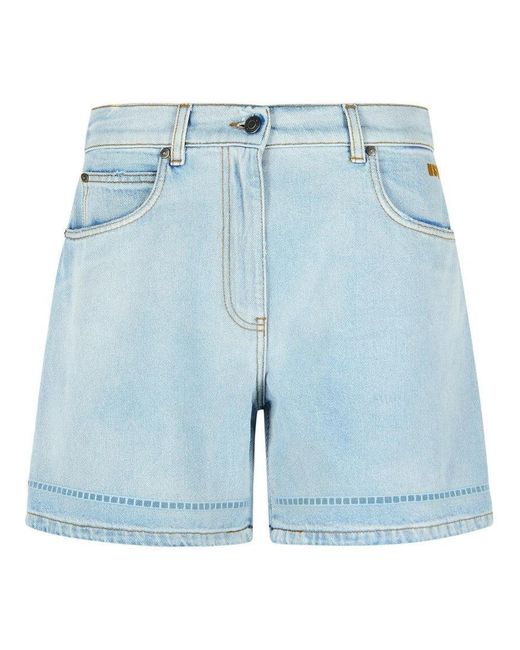 MSGM Blue Light Denim Shorts