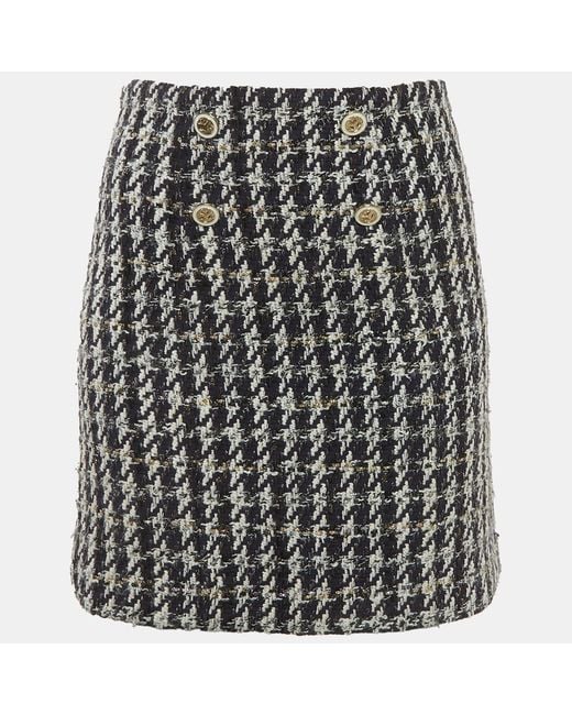 Sandro Black Tweed Buttoned Mini Skirt