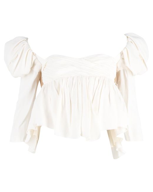 white ruffle hem top