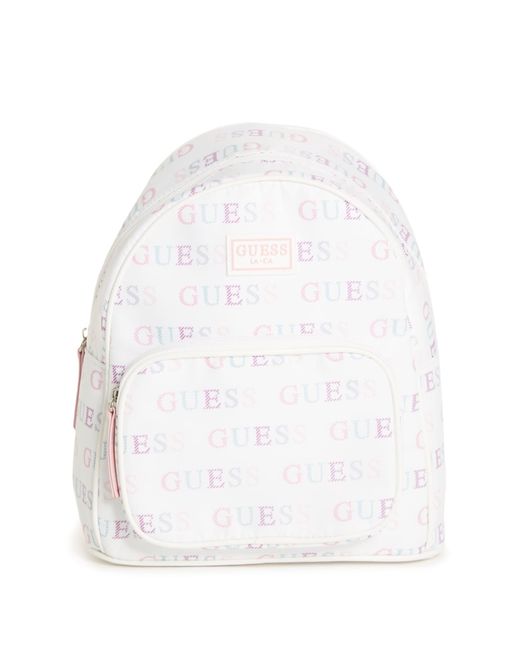 Guess Factory White Allover Logo Nylon Backpack
