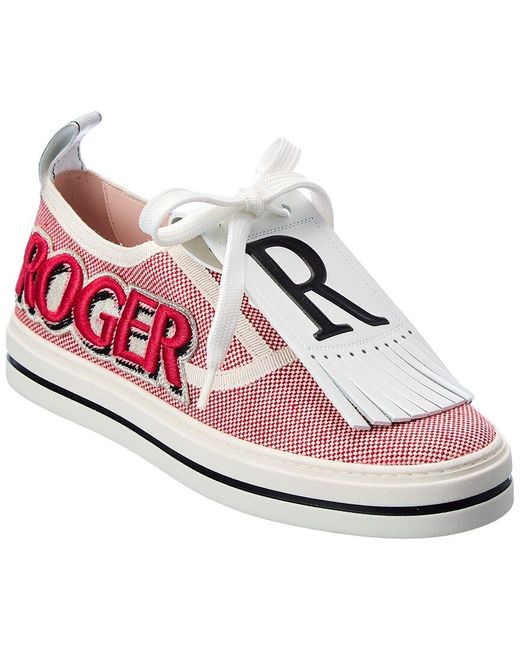 Roger Vivier Pink Call Me Vivier Patch Canvas & Leather Sneaker