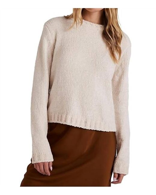 Bella Dahl White Crew Neck Chenille Sweater