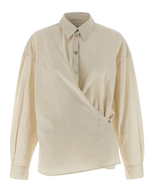 Lemaire Women's White 'Straight Collar Twisted' Shirt