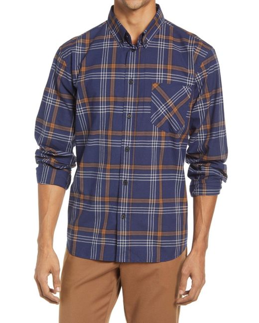 Billy Reid Blue Tuscumbia Shirt Plaid Long Sleeve Button-Down Gbo58 for men