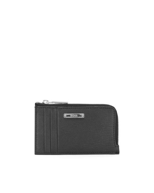 BOSS by HUGO BOSS Hugo Italian Leather Card Holder With Logo Plate in Black for Men Lyst
