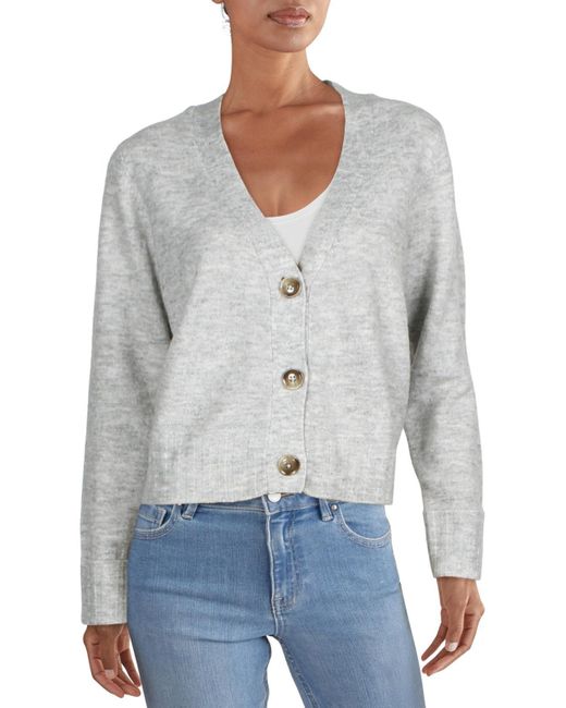 Vero Moda Gaiva Wool Blend Button-down Cardigan Sweater in Gray | Lyst