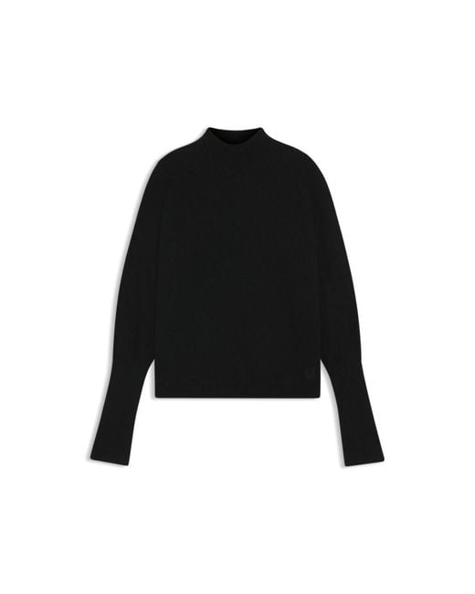 HUGO Black Relaxed-Fit Mock-Neck Sweater