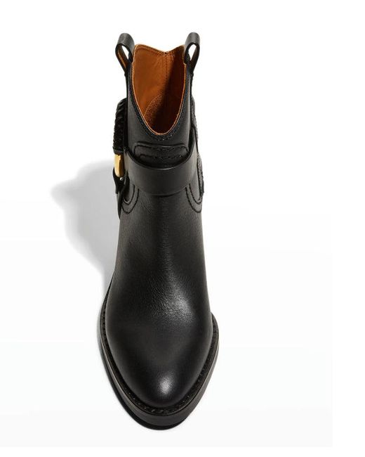 See By Chloé Black See By Chloe Leather Cowboy Western Bootie Boots