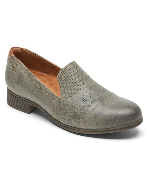 Cobb Hill Gray Crosbie Leather Slip-on Loafer Heels