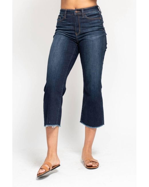 Lisa High Rise Control Top Wide Leg Crop Jeans in Pink - Judy Blue