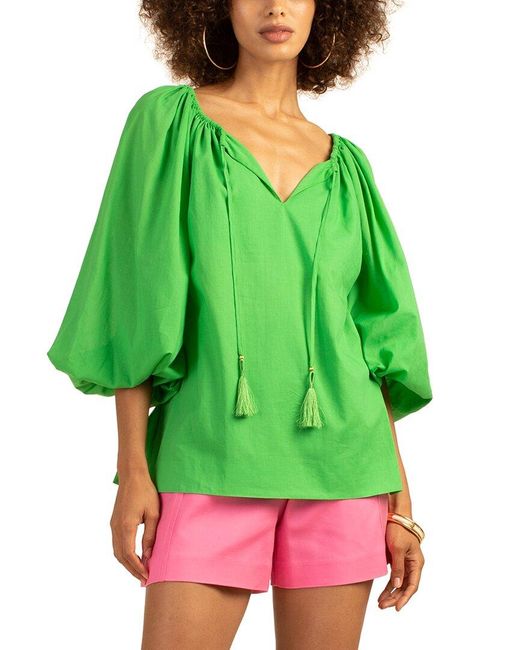 Trina Turk Green Relaxed Fit Sandia 2 Top