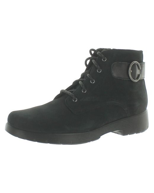Munro Black Buckley Leather Combat & Lace-up Boots