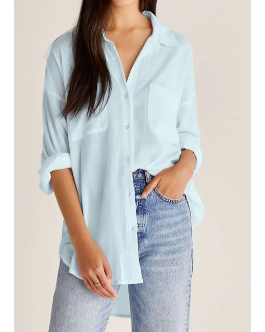 Z Supply Blue Lalo Button Up Top
