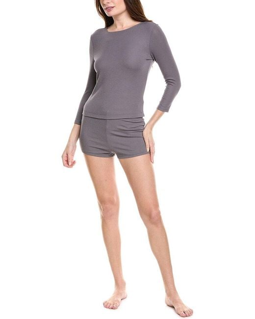 Natori Purple 2Pc Rib Essential Pajama Set