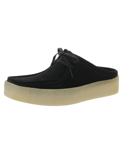 Clarks Black Wallacup Lo Faux Suede Slip On Mules