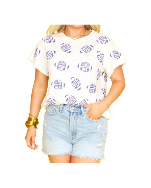 Queen Of Sparkles Blue 'Game Day' Football Tee
