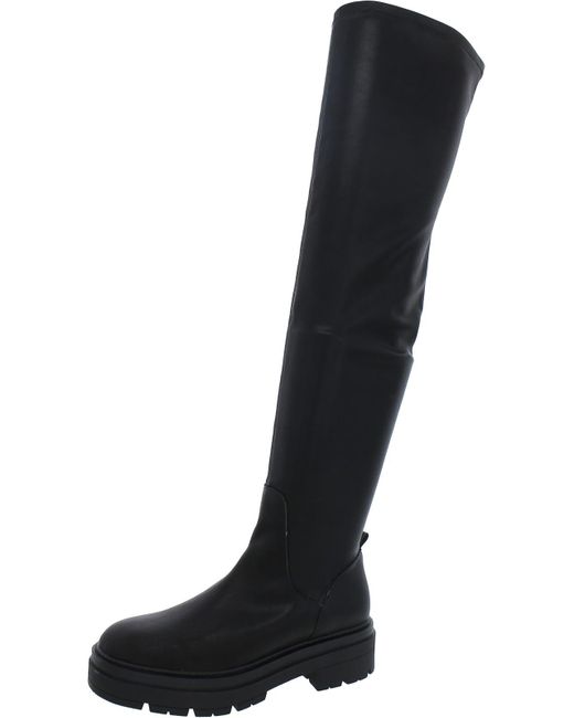 Steve Madden Black lugged Sole Side Zipper Over-the-knee Boots