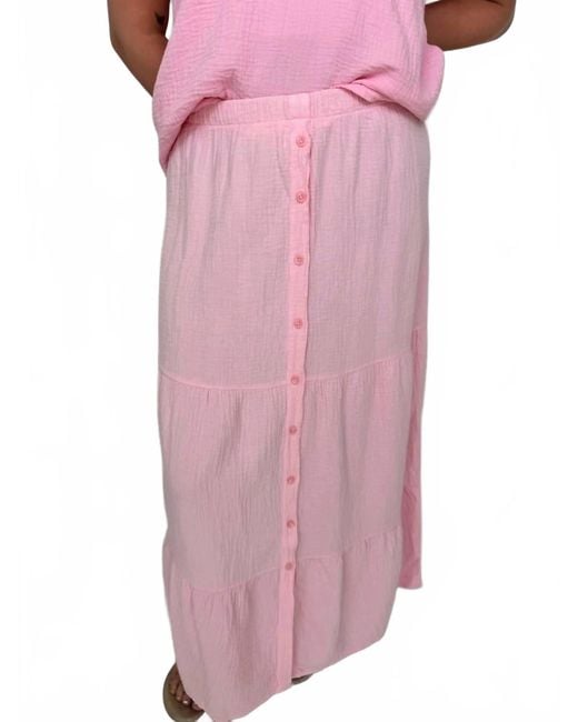 Bobi Pink Tiered Maxi Skirt