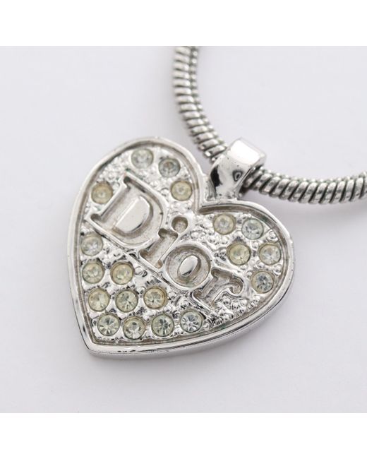 Dior Metallic Necklace Heart Rhinestone Logo
