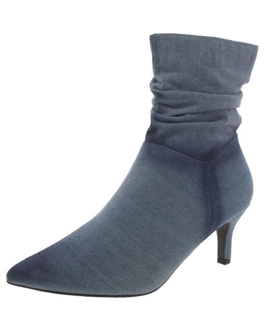 Masseys Gray Morgan Denim Pointed Toe Mid-Calf Boots