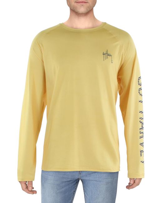 Guy Harvey Yellow Moisture Wicking Graphic T-shirt for men