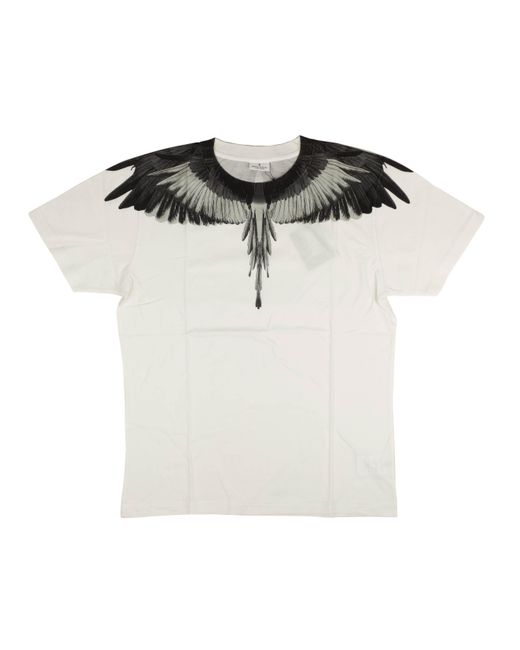Marcelo Burlon White Short Sleeve Grey Wings T-shirt for men