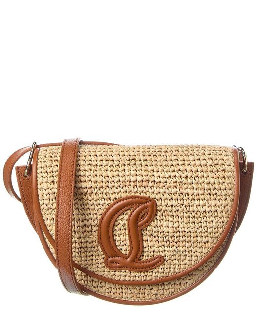 Christian Louboutin Brown By My Side Raffia & Leather Shoulder Bag