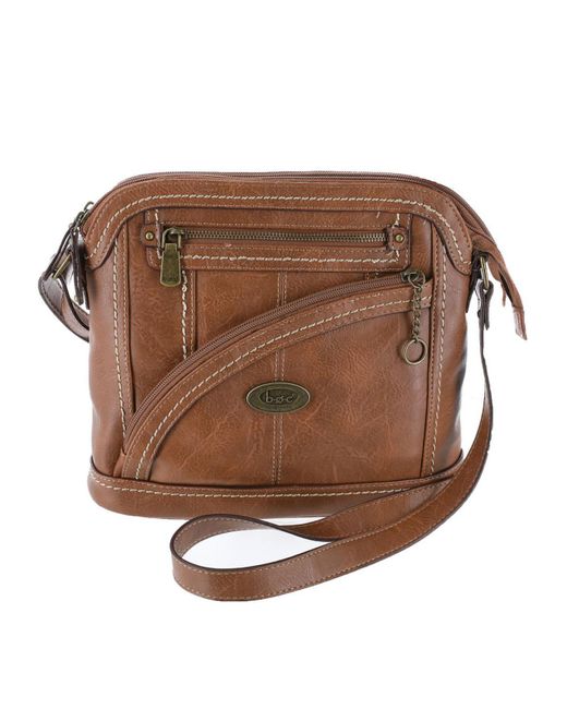 b.ø.c. Brown Parriton Faux Leather Crossbody Shoulder Handbag