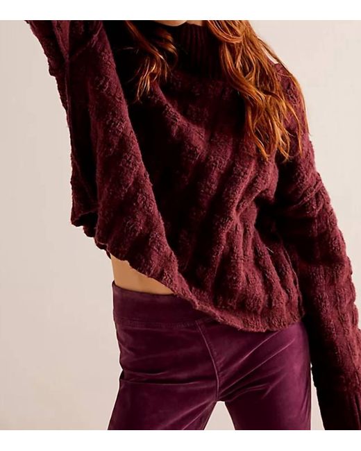 Free People Red Care Fp Soul Searcher Mock Neck Sweater