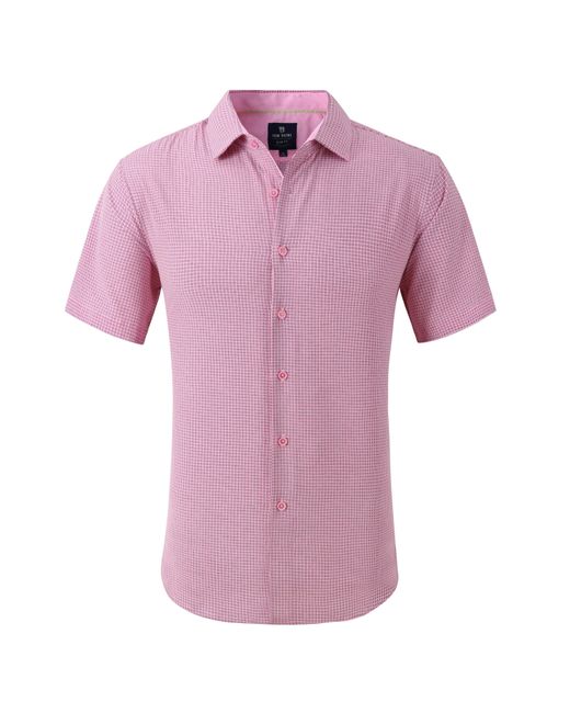 Tom Baine Men's Pink Slim Fit Performance Short Sleeve Geometric