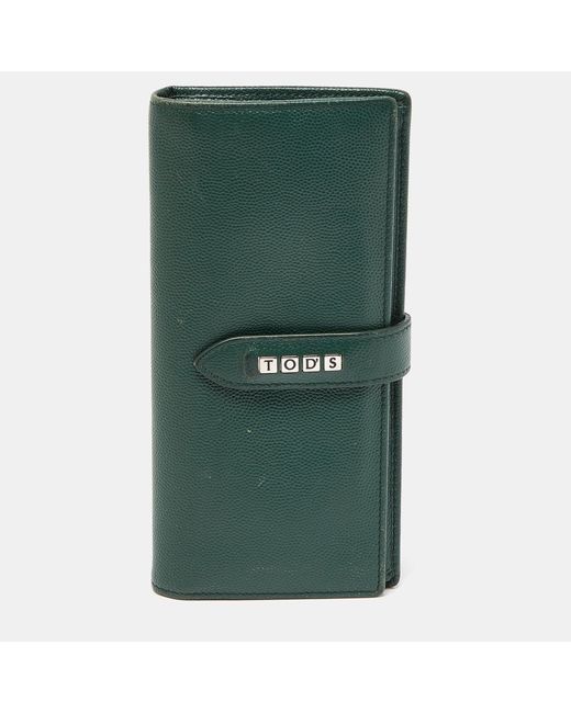 Tod's Green Leather Continental Flap Wallet