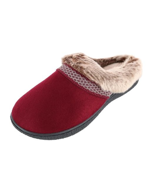 Isotoner Red Microsuede Mallory Hoodback Slipper