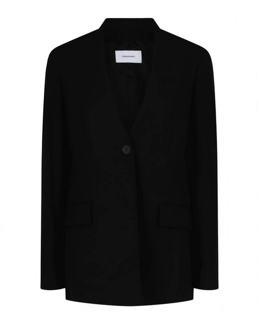Ferragamo Black Single-Breasted Wool Blazer