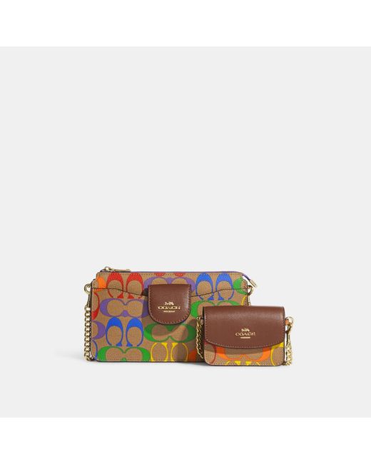 COACH Poppy Crossbody In Rainbow Signature Canvas Lyst