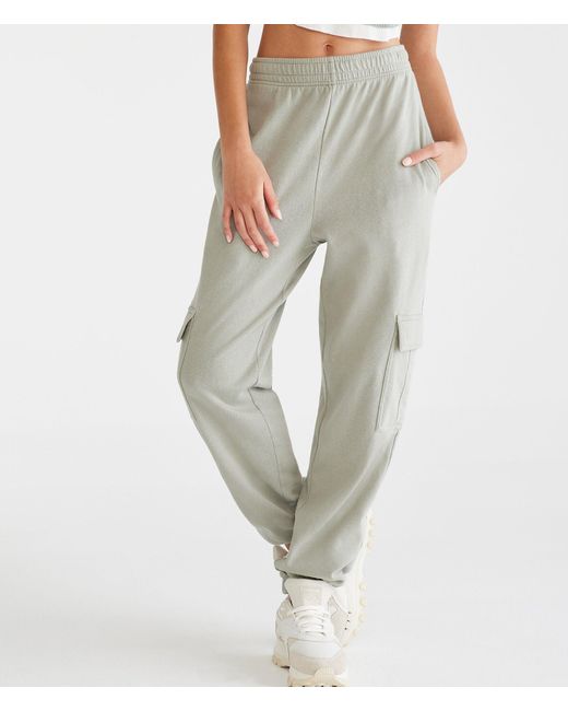 Aéropostale Gray Slouchy Mid-rise Cargo Sweatpants