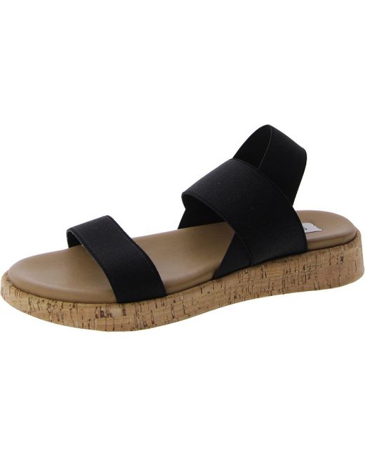 Steve Madden Black Azzurra Stretch Round Toe Flatform Sandals