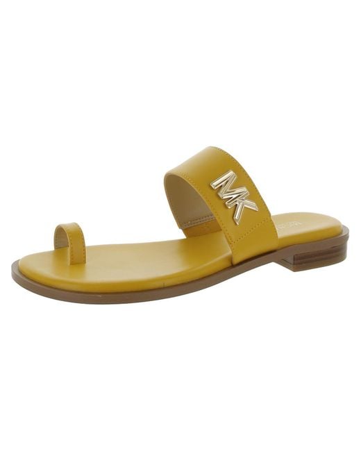 MICHAEL Michael Kors Metallic Faux Leather Slide Sandals