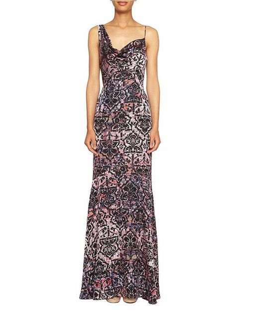 Nicole Miller Purple Abstract Print Bodycon Maxi Dress