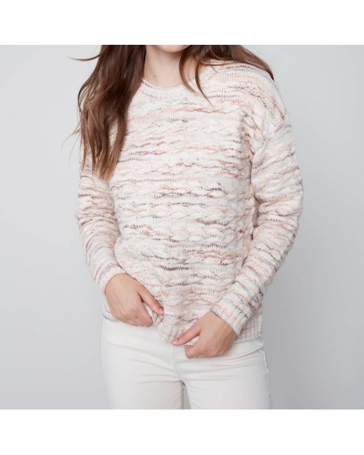 Charlie b Blue Horizontal Cable Design Sweater In Powder