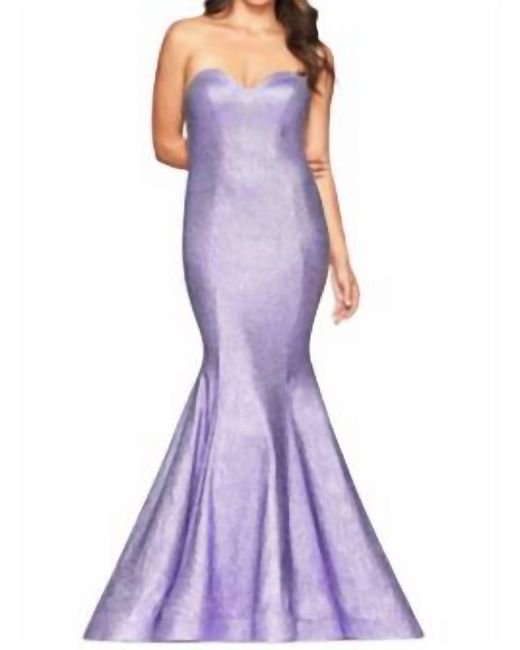 Faviana Purple Metallic Mermaid Gown