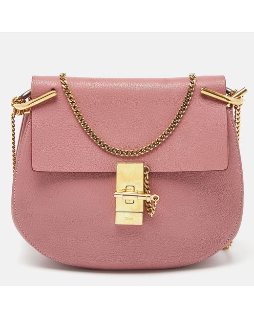 Chloé Pink Leather Medium Drew Shoulder Bag