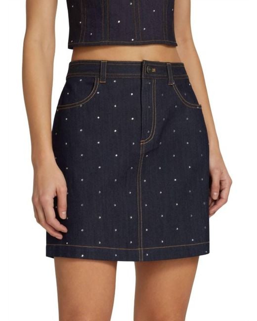 Cinq À Sept Blue Ditsy Rhinestone Lynette Mini Skirt